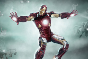 Iron Man Fighting (2932x2932) Resolution Wallpaper
