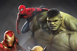 Iron Man Hulk Spiderman Wolverine 4k