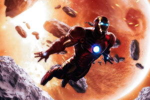 Iron Man In Space (2932x2932) Resolution Wallpaper