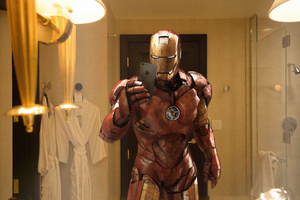 Iron Man Selfie Time (2048x2048) Resolution Wallpaper