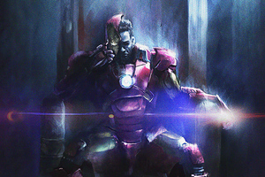 Iron Man Sitting On Throne Wallpaper