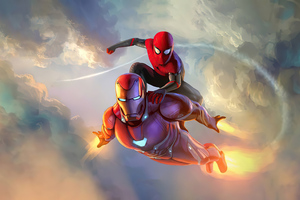 Iron Man Spider Man Come Together (320x240) Resolution Wallpaper