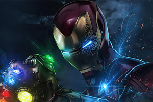 Iron Man Thanos Infinity Gauntlet (1366x768) Resolution Wallpaper