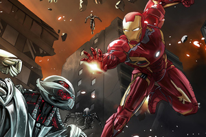 Iron Man Ultron Illustration 4k (2560x1080) Resolution Wallpaper