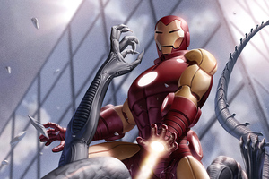 Iron Man Vs Alien 5k (2932x2932) Resolution Wallpaper
