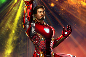 Iron Man Wielding Infinity Gauntlet (1024x768) Resolution Wallpaper