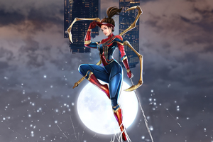 Iron Spider Woman Night Crawl (1600x900) Resolution Wallpaper