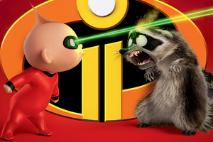 Jack Jack Parr And Raccoon In The Incredibles 2 Wallpaper