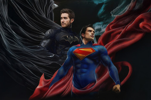 Jake Gyllenhaal Batman Meets David Corenswet Superman (1920x1080) Resolution Wallpaper