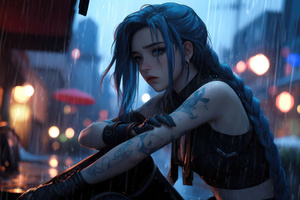 Jinx In Rain League Of Legends (2560x1080) Resolution Wallpaper