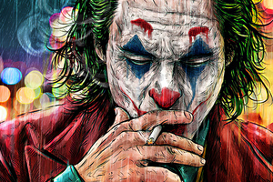 Joker Cigratte Smoking Artwork