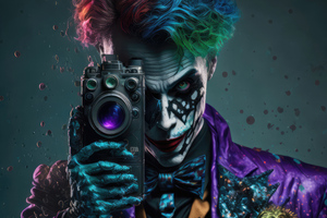 Joker Colorful With Tattos And Camera