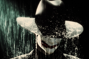Joker In Rain Wearing Hat