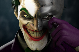 Joker Wearing Half Batman Mask