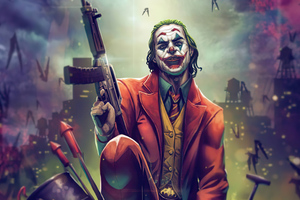 Joker With Gun Up 4k Wallpaper