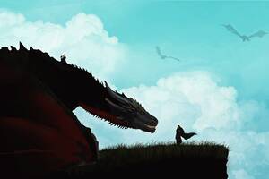 Jon Snow And Khalessi Dragon Artwork