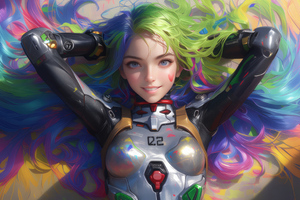 Joyful Rainbow Haired Girl (2560x1600) Resolution Wallpaper
