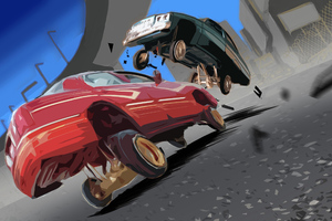 Jumping Cars (1336x768) Resolution Wallpaper