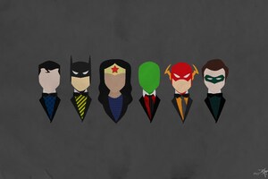 Justice League Characters Dressed Minimalism (2560x1024) Resolution Wallpaper
