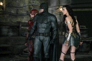 Justice League Wonder Woman Flash And Batman (1366x768) Resolution Wallpaper