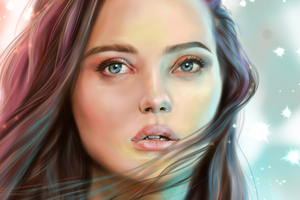 Katherine Langford Digital Portrait (2560x1080) Resolution Wallpaper