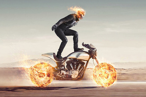Keanu Reeves On Biker Ghost Rider Wallpaper
