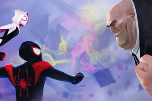 King Pin Vs Spiderman And Gwen Stacy (2880x1800) Resolution Wallpaper