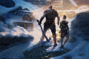 Kratos And Atreus God Of War 4 5k (1336x768) Resolution Wallpaper