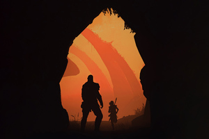Kratos And Atreus God Of War Minimal 5k (2560x1080) Resolution Wallpaper