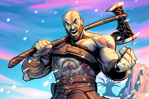 Kratos God Of War Illustration 5k
