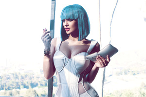 Kylie Jenner Cotton Candy Blue Hair (1336x768) Resolution Wallpaper