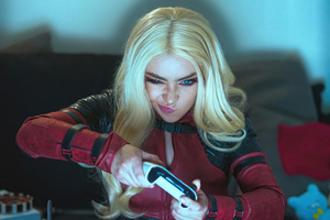 Lady Deadpool Playing Games