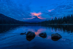 Lake Blue Sky Sunset 4k (2048x1152) Resolution Wallpaper