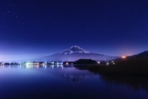 Lake Kawaguchi At Night Wallpaper