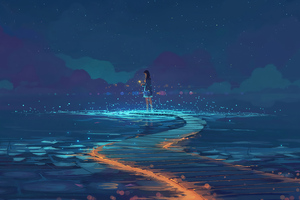 Lake Path Anime Girl 4k (2880x1800) Resolution Wallpaper