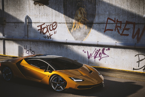 Lamborghini Centenario Yellow Cgi 2021 4k (1360x768) Resolution Wallpaper