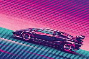 Lamborghini Countach Turbo Retro Artwork (2048x2048) Resolution Wallpaper