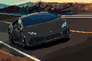 Lamborghini Huracan Pixel Art (1360x768) Resolution Wallpaper