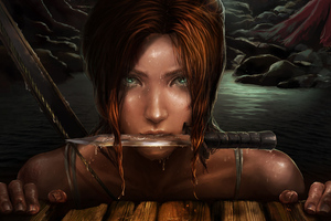 Lara Croft 4k Art (1360x768) Resolution Wallpaper
