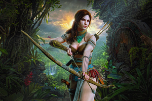 Lara Croft Hunter Girl 8k (1920x1080) Resolution Wallpaper