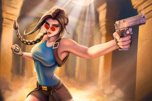 Lara Croft In Action (1152x864) Resolution Wallpaper