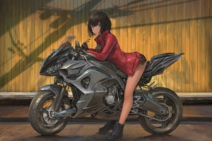 Leather Jackets Anime Girl On Bike 4k