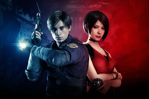 Leon And Ada Wong Resident Evil 2 2019 8k (1360x768) Resolution Wallpaper