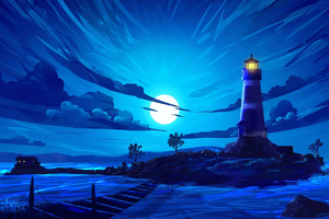 Lighthouse Illustration 4k Wallpaper