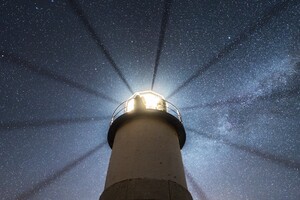 Lighthouse Stars (1400x900) Resolution Wallpaper