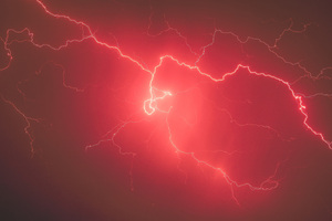 Lightning Storm Red Sky 5k (1024x768) Resolution Wallpaper
