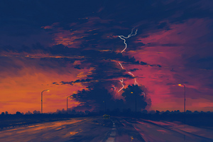 Lightning While Travelling (2048x2048) Resolution Wallpaper