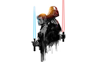 Lightsaber Darth Vader Vs Luke Skywalker (2880x1800) Resolution Wallpaper