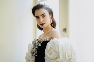 Lily Collins For Baftas Photoshoot 2024 (1024x768) Resolution Wallpaper