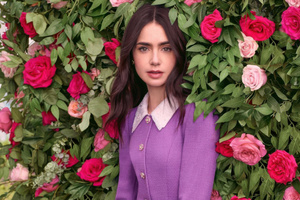 Lily Collins X Koradior Campaign 2025 (2048x2048) Resolution Wallpaper